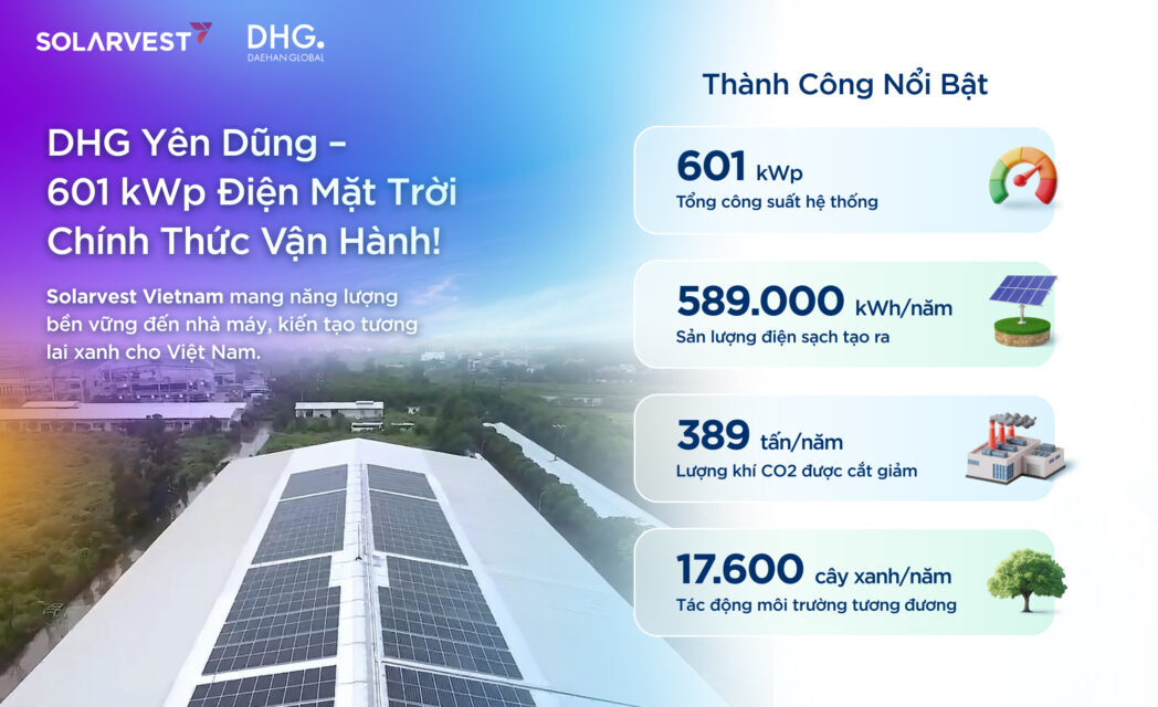 Điện mặt trời nhà máy may mặc Daehan Global Yên Dũng 601 kWp - Solarvest Vietnam